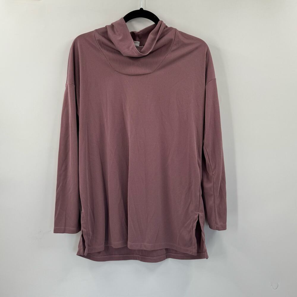 pure Jill pink ribbed cowl neck shirt